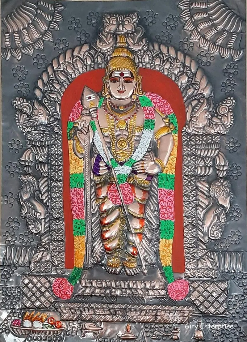 Murugan in the antique finish, framed and glazed