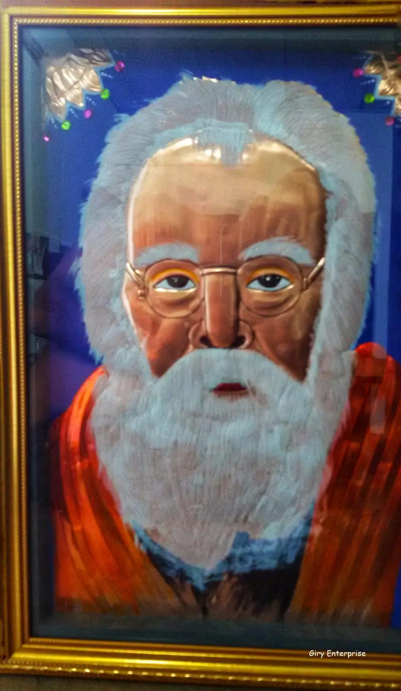 Periyar in hand-tooled copper, painted and framed, full frontal view
